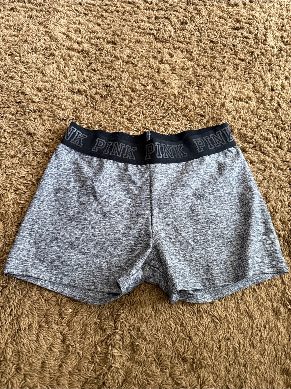 PINK Victoria's Secret Gray Athletic Shorts with Black Logo Waistband